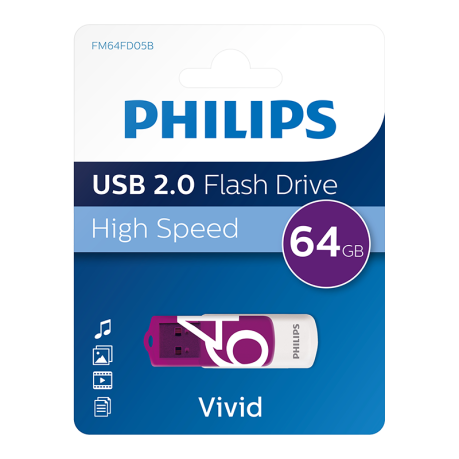 PHILIPS 64GB USB 2.0 25/10MB/S FM64FD05B/00